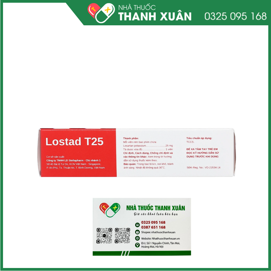 Lostad T25 điều trị tăng huyết áp, suy tim, nhồi máu cơ tim